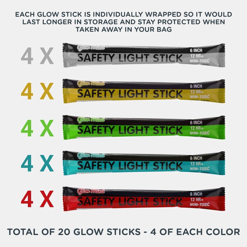 Glow Mind Emergency Glow Sticks with 12 Hours Duration, Individually Wrapped Industrial Grade Glowsticks for Survival Gear, Camping Lights, Power Outages and Military Use - Image 2